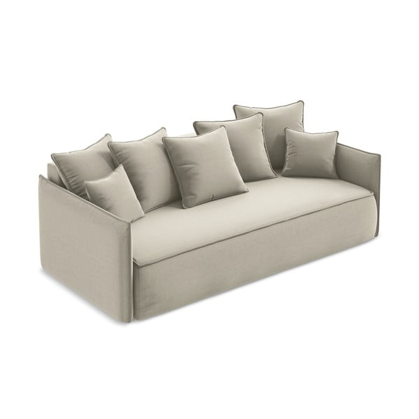 Beżowa aksamitna rozkładana/ze schowkiem sofa 225 cm Hula – Makamii-image-2