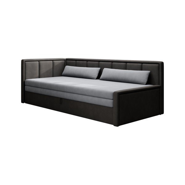 Ciemnoszara rozkładana/ze schowkiem sofa z tkaniny szenilowej 214 cm Fulgeo – ELTAP