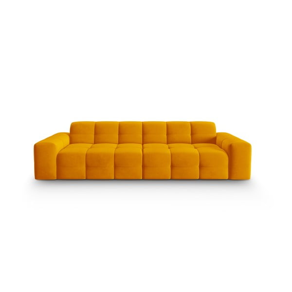 Aksamitna sofa w odcieniach ochry 255 cm Kendal – Micadoni Home