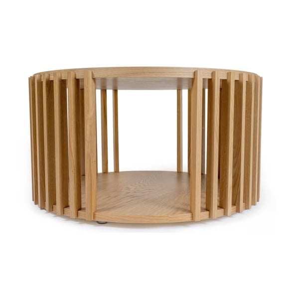 Stolik z drewna dębowego Woodman Drum, ø 83 cm-image-2