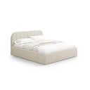 Kremowe tapicerowane łóżko dwuosobowe ze schowkiem ze stelażem 200x200 cm Juno – Windsor & Co Sofas