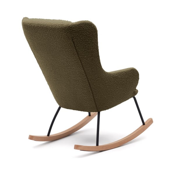 Zielony bujany fotel z materiału bouclé Maustin – Kave Home-image-2