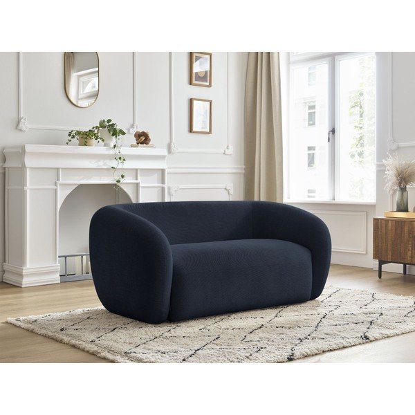 Ciemnoniebieska sofa z tkaniny szenilowej 160 cm Celine – Bobochic Paris-image-1