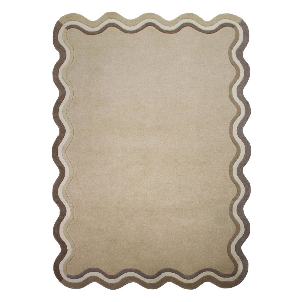 Wełniany dywan tkany ręcznie w naturalnym kolorze 200x290 cm Leo Scallop – Flair Rugs