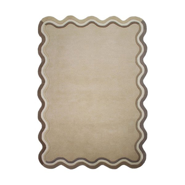 Wełniany dywan tkany ręcznie w naturalnym kolorze 120x170 cm Leo Scallop – Flair Rugs
