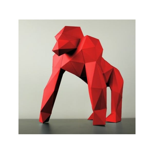 Papierowa rzeźba Goryl, czerwona