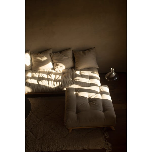 Podnóżek z zielonym obiciem Karup Design Senza Natural/Olive Green-image-1