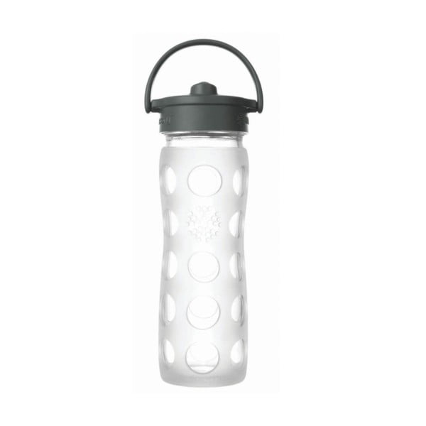 Szklana butelka na wodę ze słomką w silikonowym rękawie Lifefactory Transparent, 475 ml
