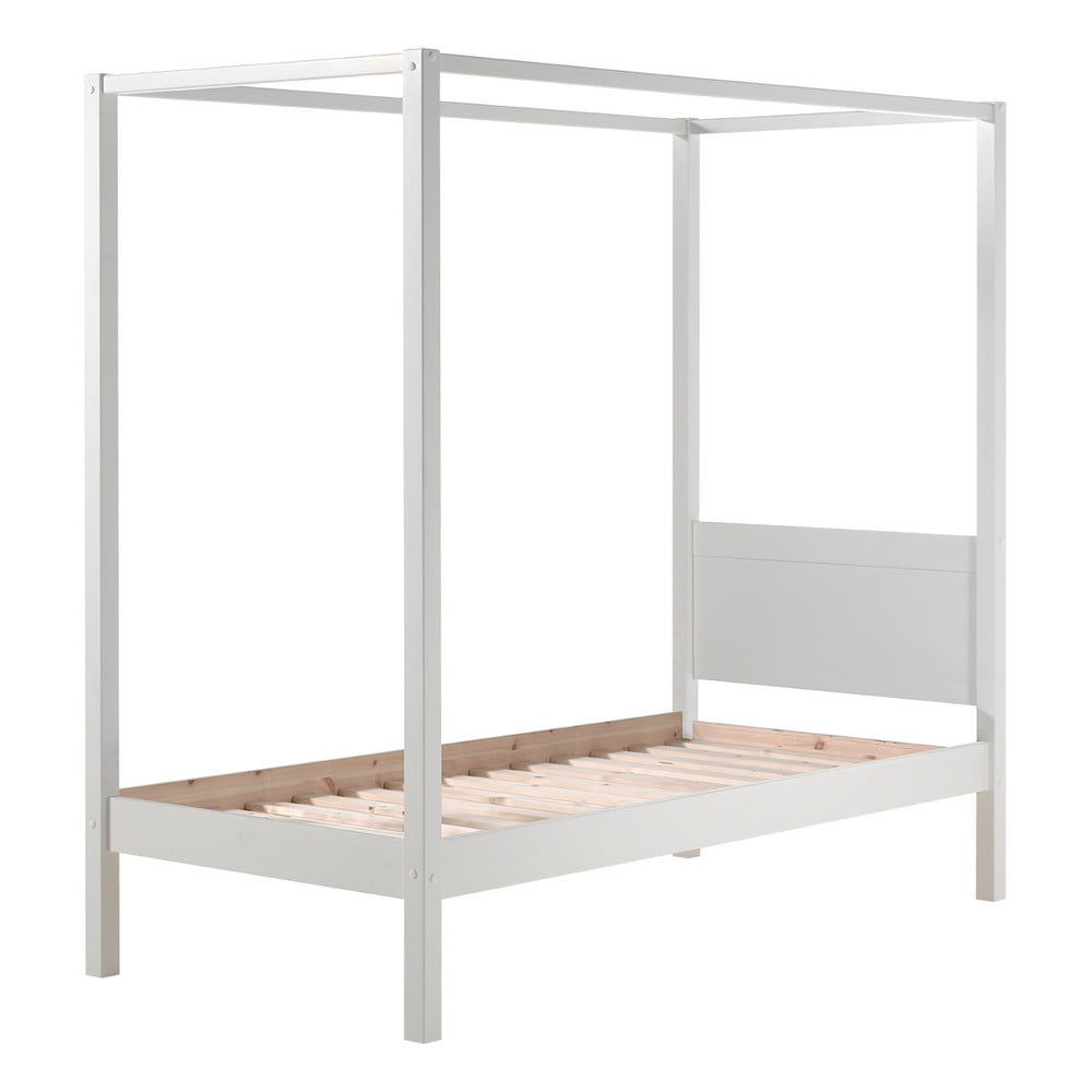 Białe łóżko dziecięce Vipack Pino Canopy, 90x200 cm