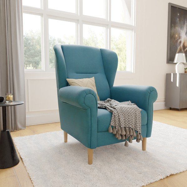 Turkusowy fotel typu uszak Swan – Ropez-image-3