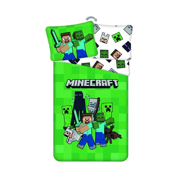 Zielona pościel dziecięca jednoosobowa z mikrowłókna 140x200 cm Minecraft Block Stack – Jerry Fabrics