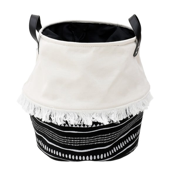 Czarno-biały materiałowy kosz do przechowywania InArt Boho, ⌀ 30 cm