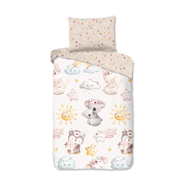 Brązowo-beżowa bawełniana pościel dziecięca jednoosobowa 140x200 cm Hugs – Good Morning