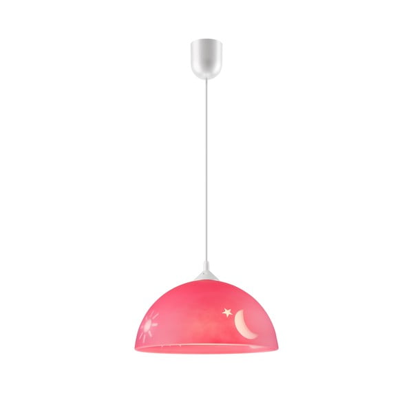 Różowa lampa dziecięca ze szklanym kloszem ø 30 cm Day & Night – LAMKUR