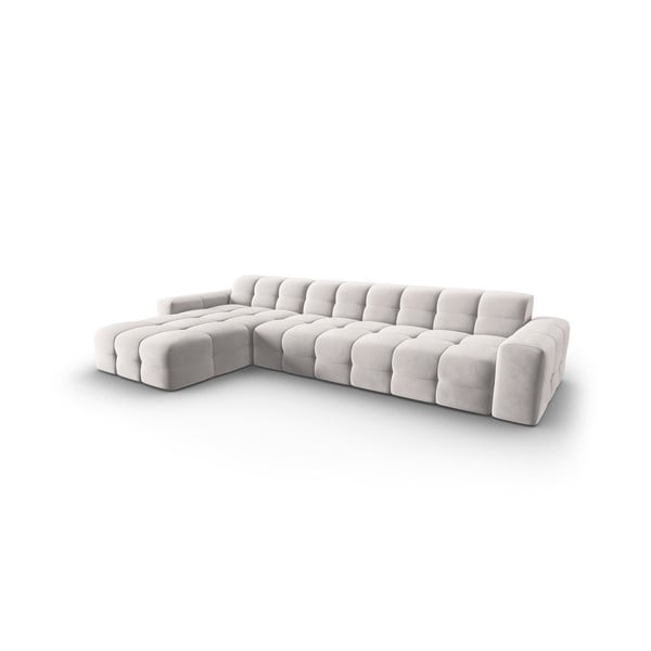 Jasnoszary aksamitny narożnik (lewostronny) Kendal – Micadoni Home-image-3