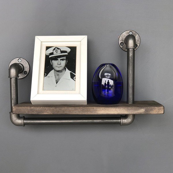 Drewniana półka z metalowymi rurami Boruraf Angela-image-4