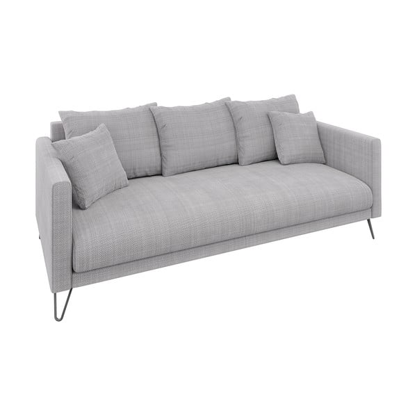 Jasnoszara sofa  z tkaniny szenilowej 200 cm Freya – Ropez