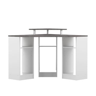 Białe biurko z blatem w dekorze betonu 94x94 cm – TemaHome 