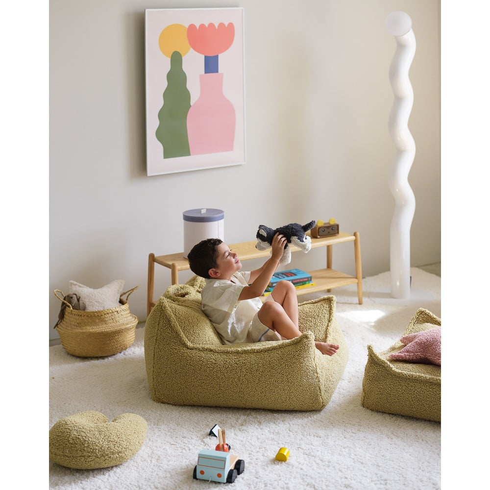 Zielony dziecięcy worek do siedzenia z materiału bouclé Chair – Wigiwama (zdjęcie 9)