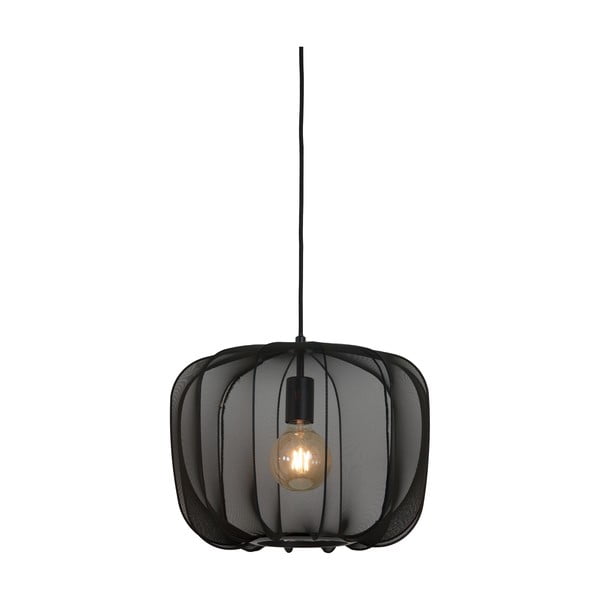 Czarna lampa wisząca z tekstylnym kloszem ø 40 cm Plumeria – Light & Living-image-2