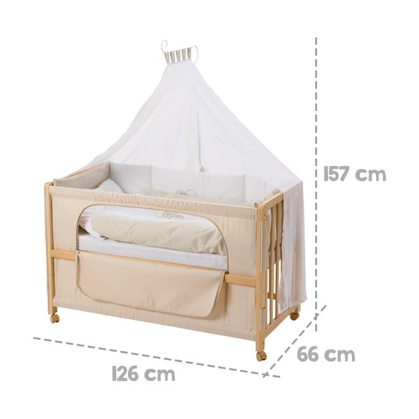 Łóżeczko na kółkach z baldachimem 60x120 cm Liebhabär – Roba-image-2