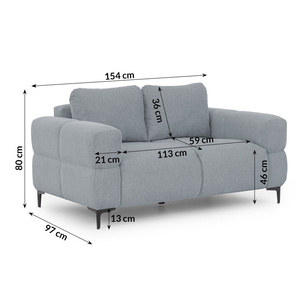 Szaroniebieska sofa 154 cm Helio – Ropez (zdjęcie 3)