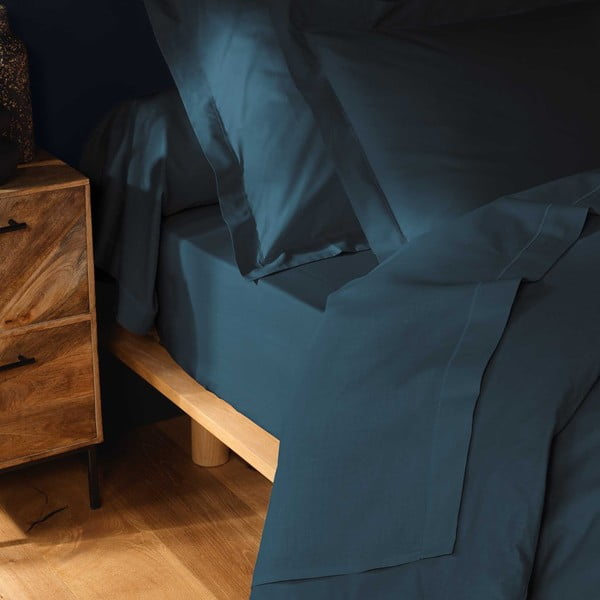 Niebieskie bawełniane prześcieradło z gumką 160x200 cm Lina – douceur d'intérieur-image-2