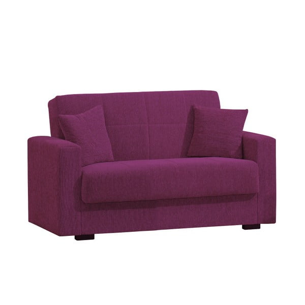 Fioletowa dwuosobowa sofa rozkładana ze schowkiem Esidra Relax