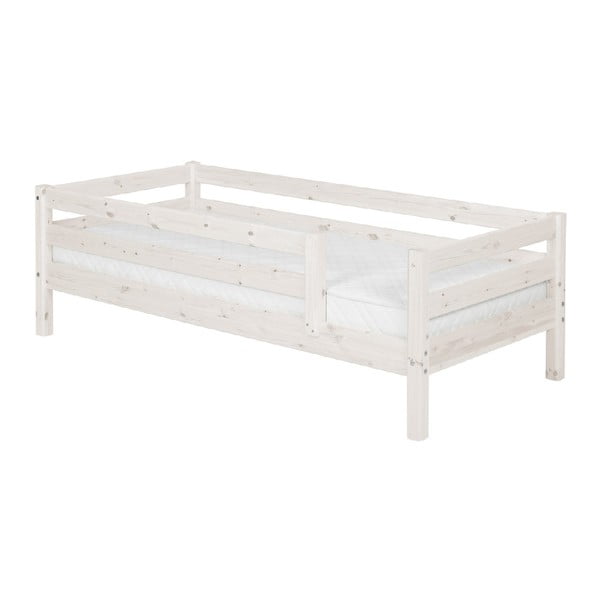 Białe łóżko dziecięce z drewna sosnowego z barierkami Flexa Classic, 90x200 cm