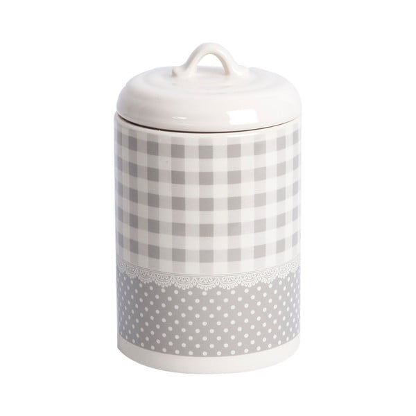 Pojemnik ceramiczny Grey Dots&Checks, 17 cm