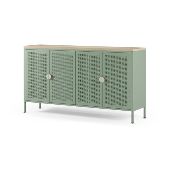 Miętowa/w naturalnym kolorze metalowa szafka 160x90x40 cm Sayla – Marckeric-image-4