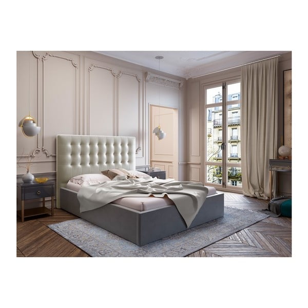 Beżowy zagłówek z aksamitnym obiciem Windsor & Co Sofas Athena, 200x120 cm-image-3