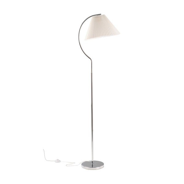 Biała/w kolorze srebra z połyskiem tekstylna lampa stojąca (wysokość 165 cm) Celie – Jotex