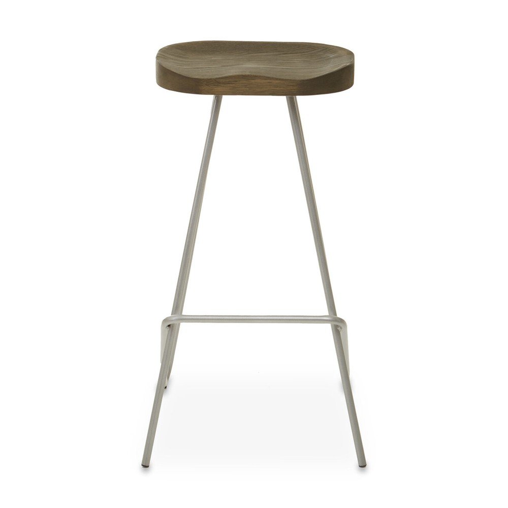 Hoker z litego drewna wiązu w kolorze srebra/w naturalnym kolorze (wysokość siedziska 78 cm) District – Premier Housewares (zdjęcie 3)