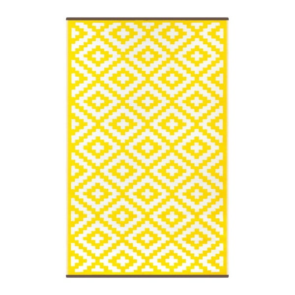 Żółto-biały dwustronny dywan zewnętrzny Green Decore Panaca, 150x240 cm
