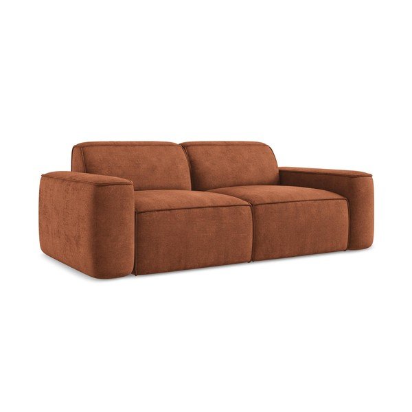 Sofa z tkaniny szenilowej w kolorze terakoty 204 cm Omao – Makamii-image-1