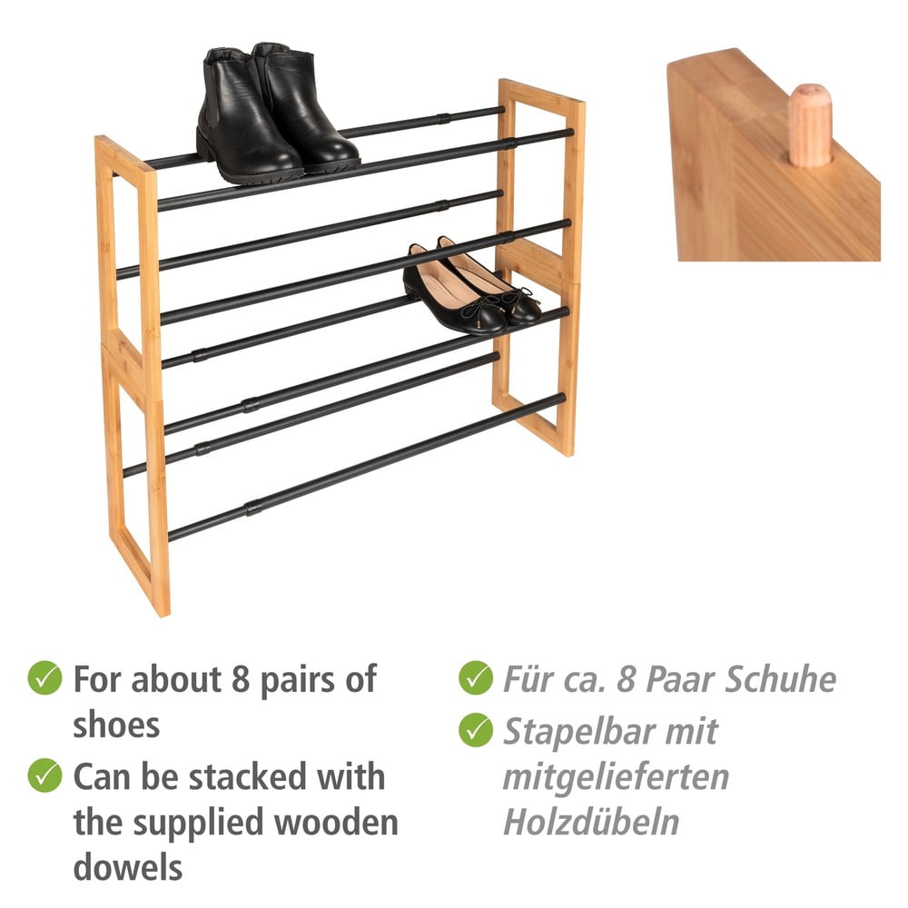 Czarno-naturalny metalowy teleskopowy regał na buty Ecori – Wenko (zdjęcie 11)