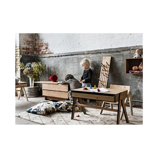 Bambusowy stolik dziecięcy z szarymi detalami We Do Wood Geo's-image-3