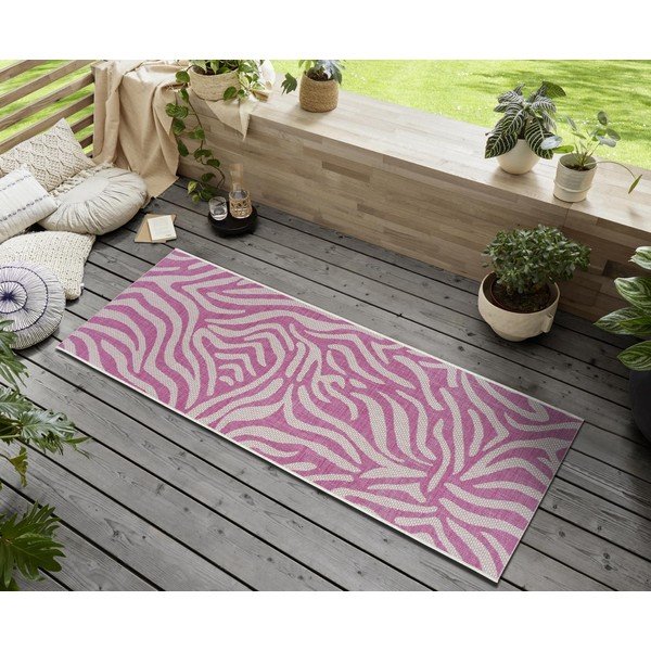 Różowo-beżowy chodnik zewnętrzny NORTHRUGS Cebra, 70x300 cm-image-1