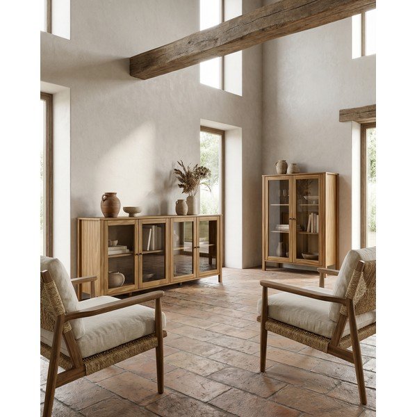 Witryna z litego drewna sosnowego w naturalnym kolorze 90x120x40 cm Alessandra – Marckeric-image-4