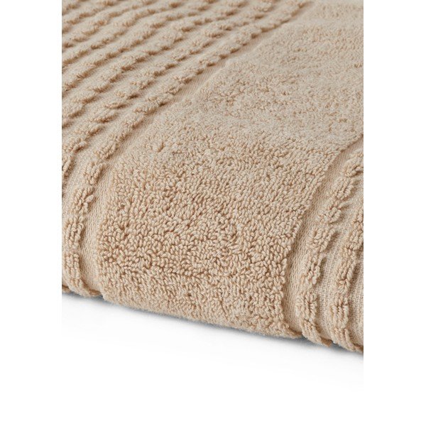 Beżowy ręcznik z bawełny organicznej 50x100 cm Check – JUNA-image-4