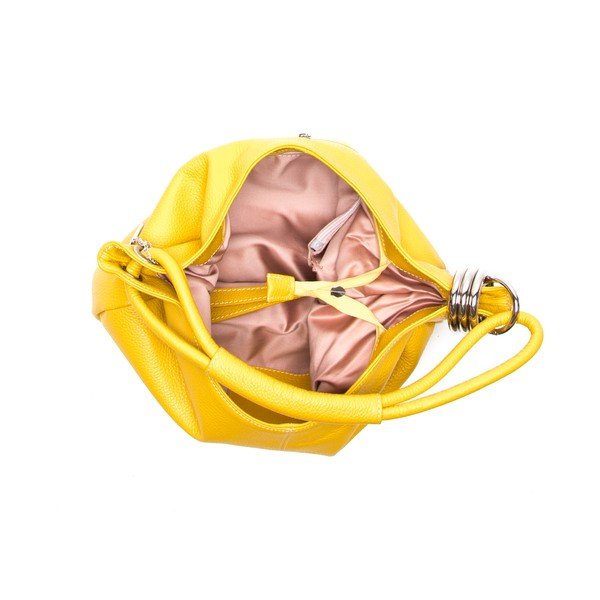 Skórzana torebka Hobo, żółta-image-4