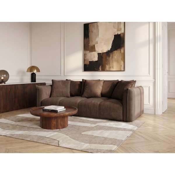 Brązowa sofa z tkaniny szenilowej Harlem – Bobochic Paris-image-1