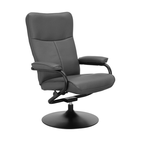 Szary fotel wypoczynkowy z imitacji skóry z podnóżkiem Istad – Støraa-image-3