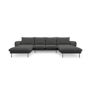Ciemnoszara sofa w kształcie litery U Cosmopolitan Design Vienna