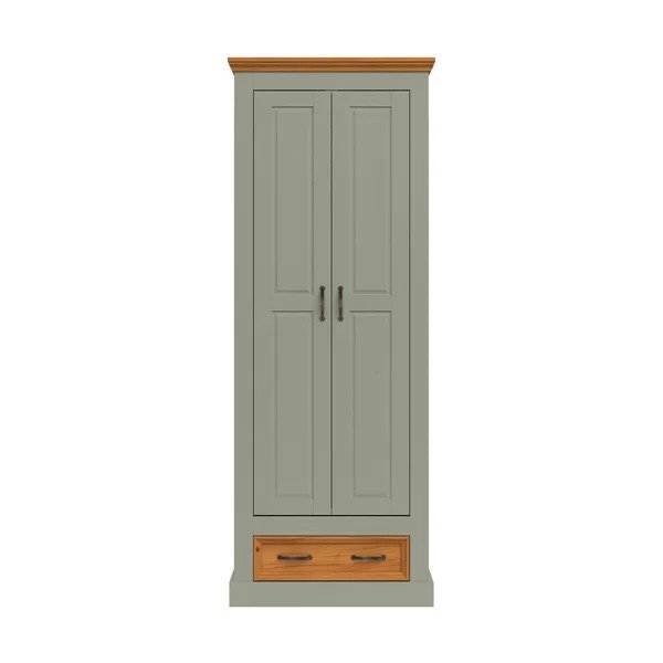Zielona/w jasnym naturalnym kolorze szafa z litego drewna sosnowego 70x185x40 cm Selma – Støraa