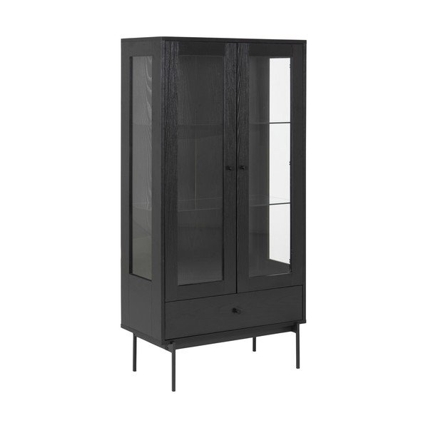 Czarna witryna w dekorze jesionu 75x152 cm Angus – Actona-image-2