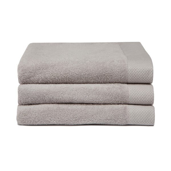 Zestaw 3 szarych ręczników z bawełny organicznej Seahorse Pure, 60x110 cm