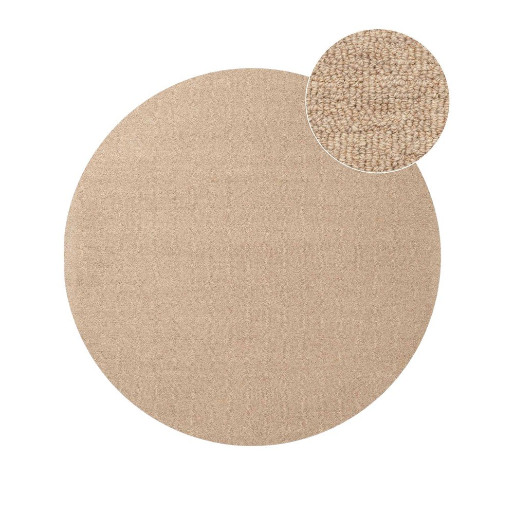 Wełniany okrągły dywan tkany ręcznie w naturalnym kolorze ø 200 cm Puristic Knots – Elle Decoration