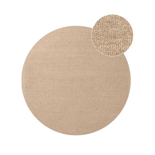 Wełniany okrągły dywan tkany ręcznie w naturalnym kolorze ø 160 cm Puristic Knots – Elle Decoration